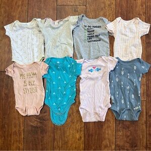 girls short sleeve onesie bundle 6-9 months